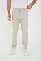 Erkek Kışlık Regular Fit Likralı Gabardin Chino Pantolon - Taş