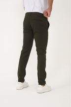 Erkek Kışlık Jogger Slim Fit Bel Yarım Lastikli Kumaş Pantolon - Haki