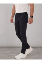 Erkek Comfort Slim Fit Esnek Dokuma Kumaş Pantolon - Siyah
