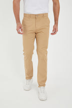 Erkek Kışlık Regular Fit Likralı Gabardin Chino Pantolon - Vizon