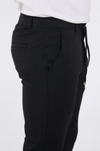 Erkek Kışlık Jogger Slim Fit Bel Yarım Lastikli Kumaş Pantolon - Siyah