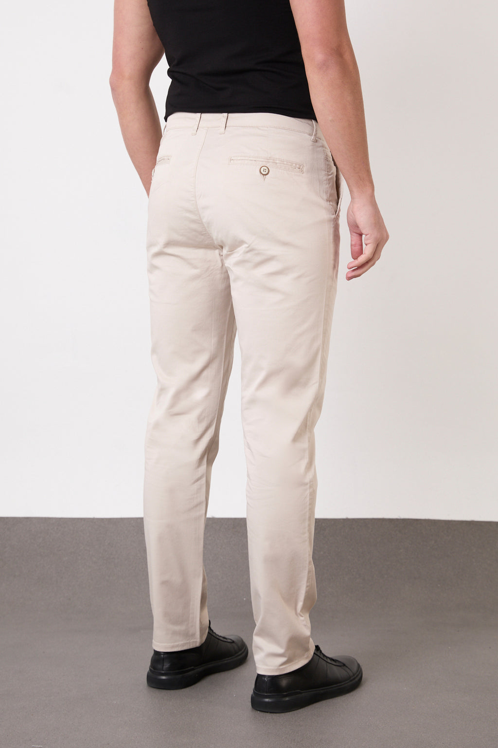 Erkek Regular Fit Geniş Kesim Likralı Pamuklu Chino Kanvas Pantolon - Bej
