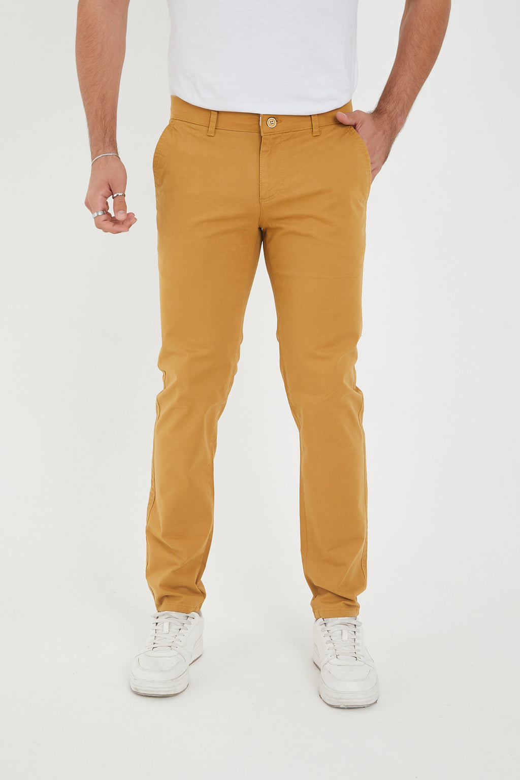 Erkek Kışlık Slim Fit Likralı Chino Pantolon - Camel