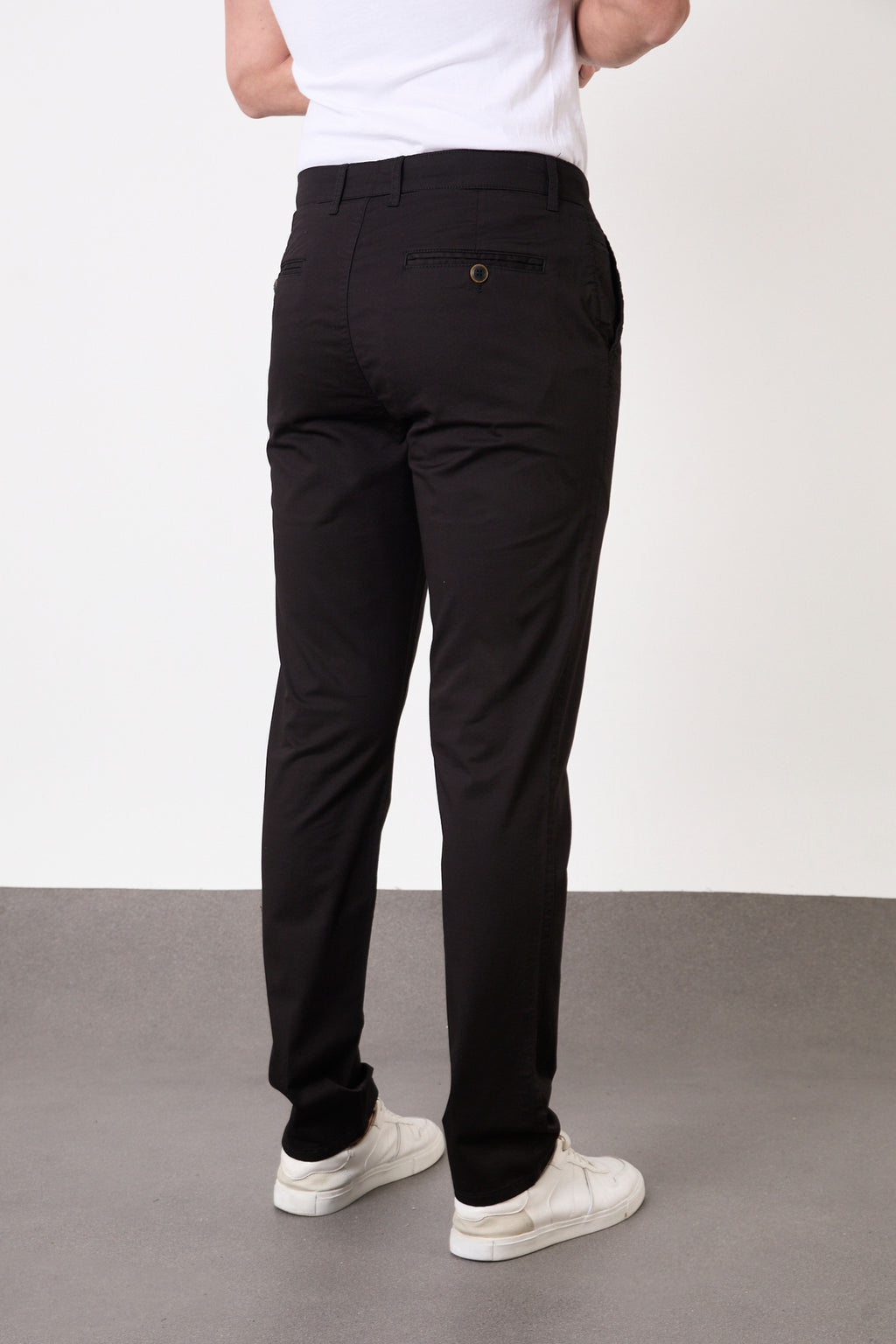 Erkek Regular Fit Geniş Kesim Likralı Pamuklu Chino Kanvas Pantolon - Siyah