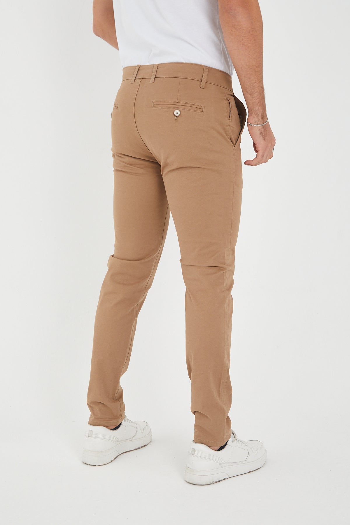 Erkek Kışlık Slim Fit Likralı Chino Pantolon - Vizon