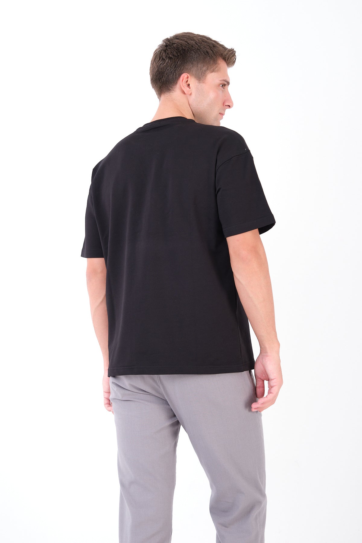 Erkek Rahat Kalıp Premium Basic Tişört - Siyah
