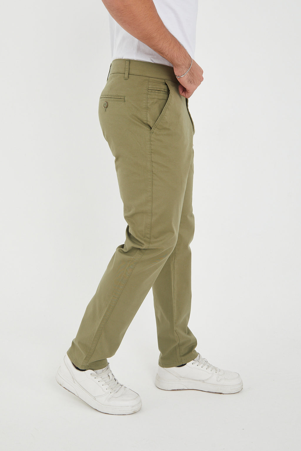 Erkek Kışlık Regular Fit Likralı Gabardin Chino Pantolon - Haki