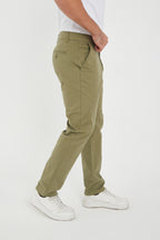 Erkek Kışlık Regular Fit Likralı Gabardin Chino Pantolon - Haki