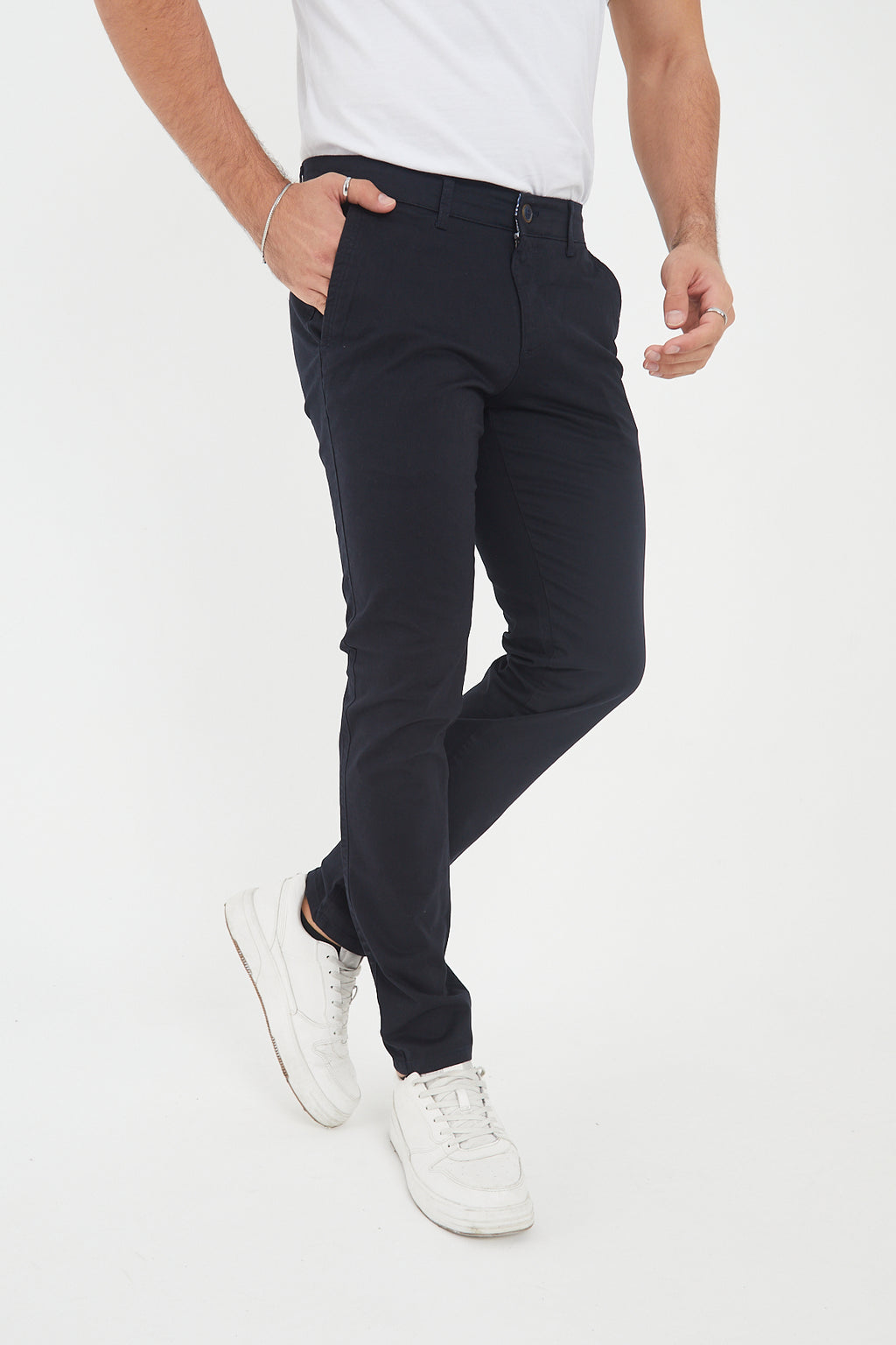 Erkek Kışlık Slim Fit Likralı Chino Pantolon - Lacivert