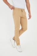 Erkek Kışlık Slim Fit Likralı Chino Pantolon - Bej