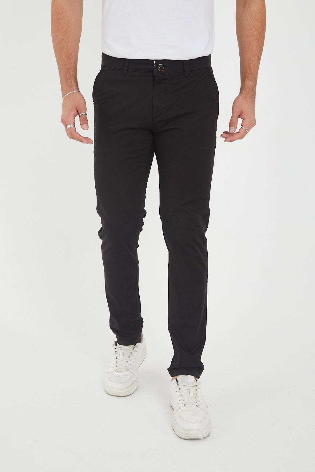 Erkek Kışlık Slim Fit Likralı Chino Pantolon - Siyah