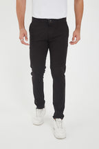 Erkek Kışlık Slim Fit Likralı Chino Pantolon - Siyah