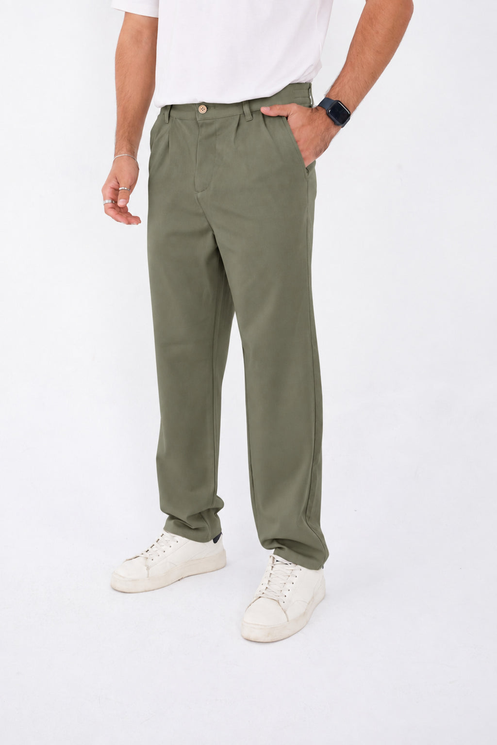 Erkek Kışlık Baggy Likralı Kumaş Pantolon - Çağla