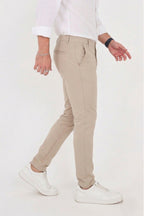 Erkek Comfort Slim Fit Esnek Dokuma Kumaş Pantolon - Bej