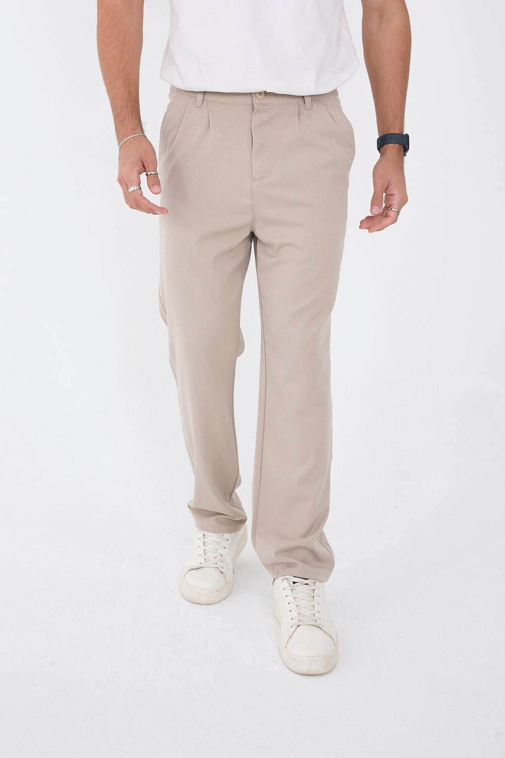 Erkek Kışlık Baggy Likralı Kumaş Pantolon - Bej