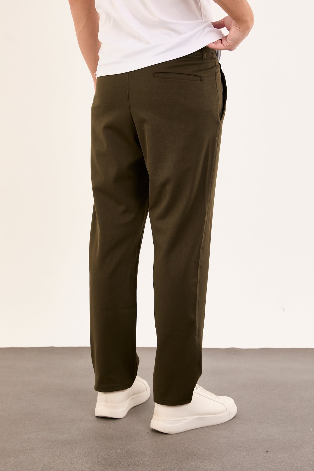 Erkek Kışlık Baggy Likralı Kumaş Pantolon - Haki