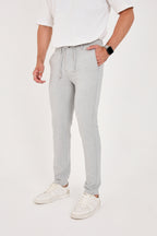Erkek Gofre Kumaş Likralı Jogger Slim Fit Pantolon - Açık Gri