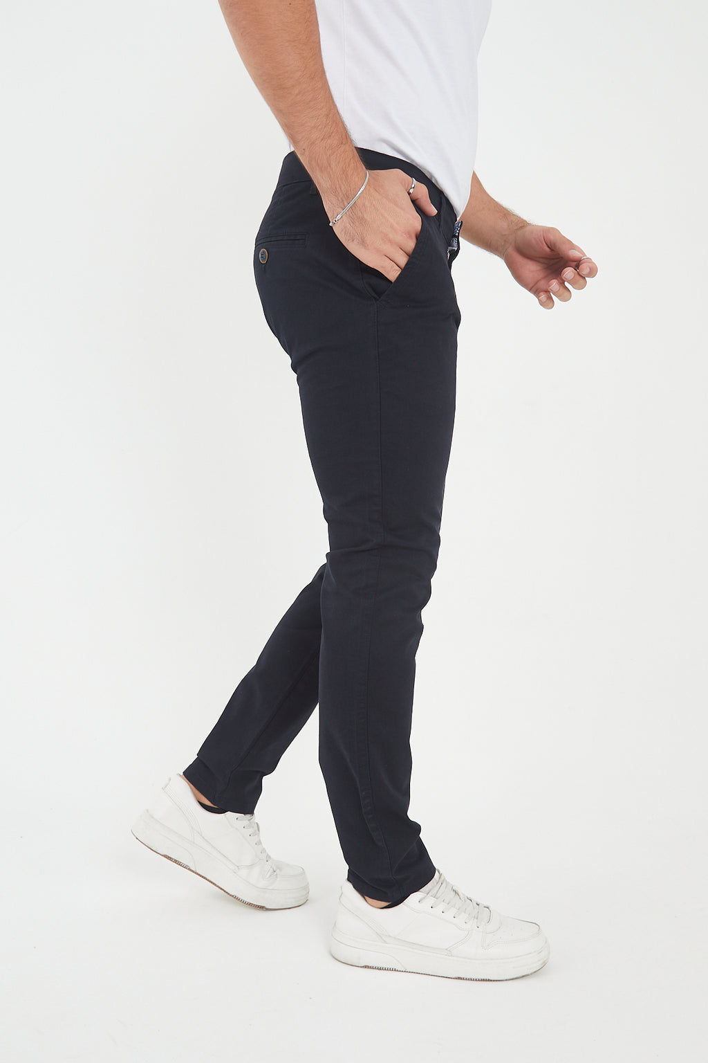 Erkek Kışlık Slim Fit Likralı Chino Pantolon - Lacivert