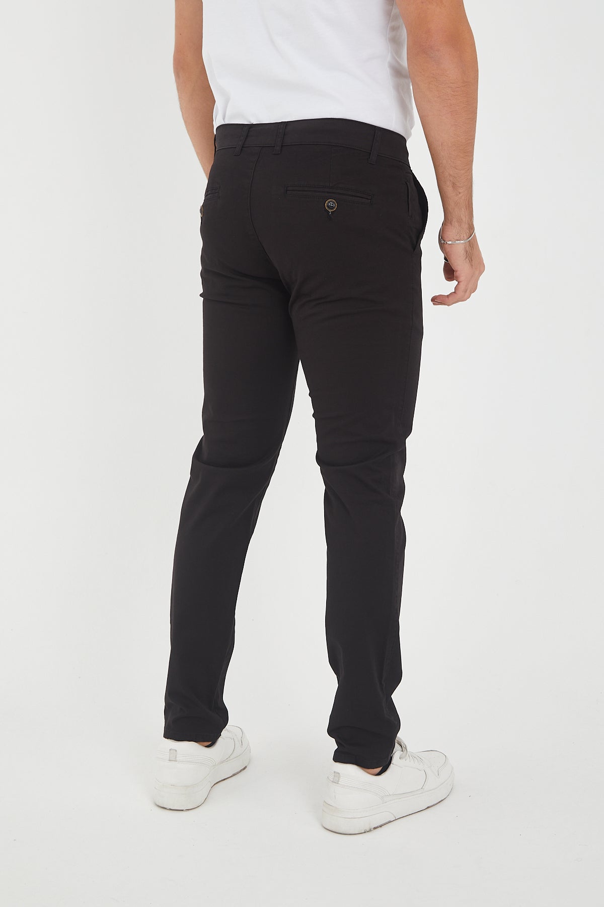 Erkek Kışlık Slim Fit Likralı Chino Pantolon - Siyah