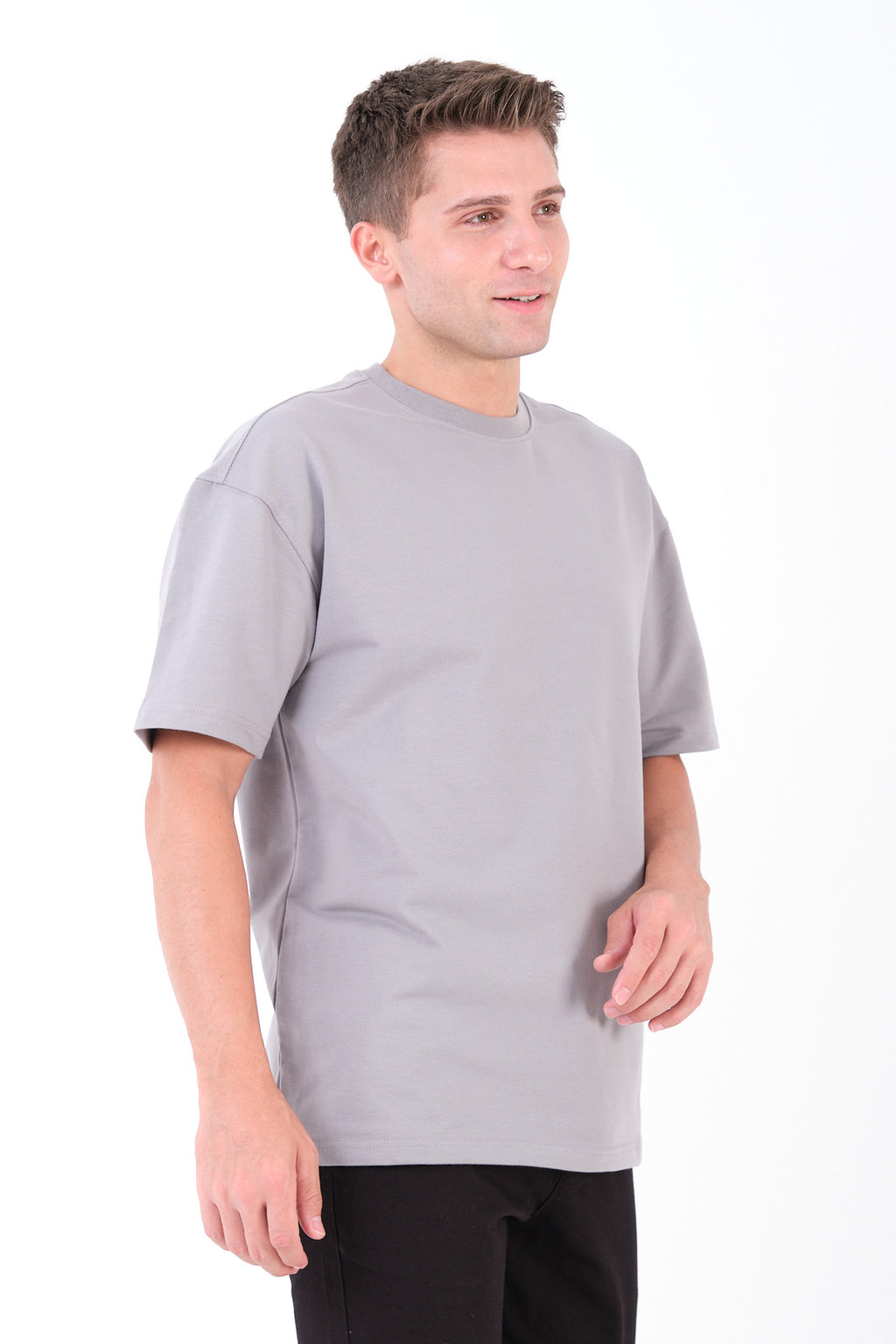 Erkek Rahat Kalıp Premium Basic Tişört - Gri