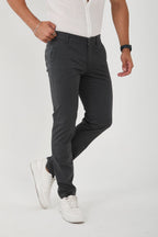 Erkek Likralı Slim Fit Chino Pantolon - Antrasit