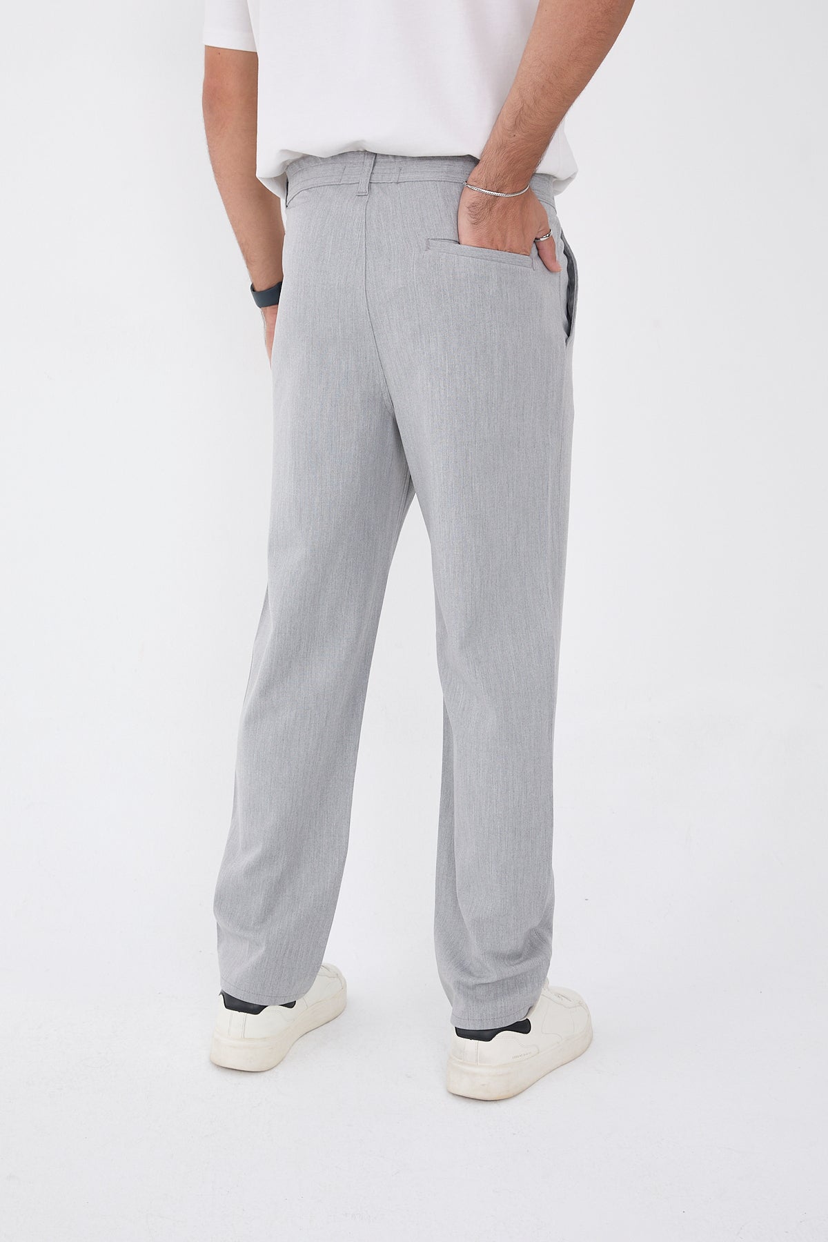 Erkek Kışlık Baggy Likralı Kumaş Pantolon - Gri