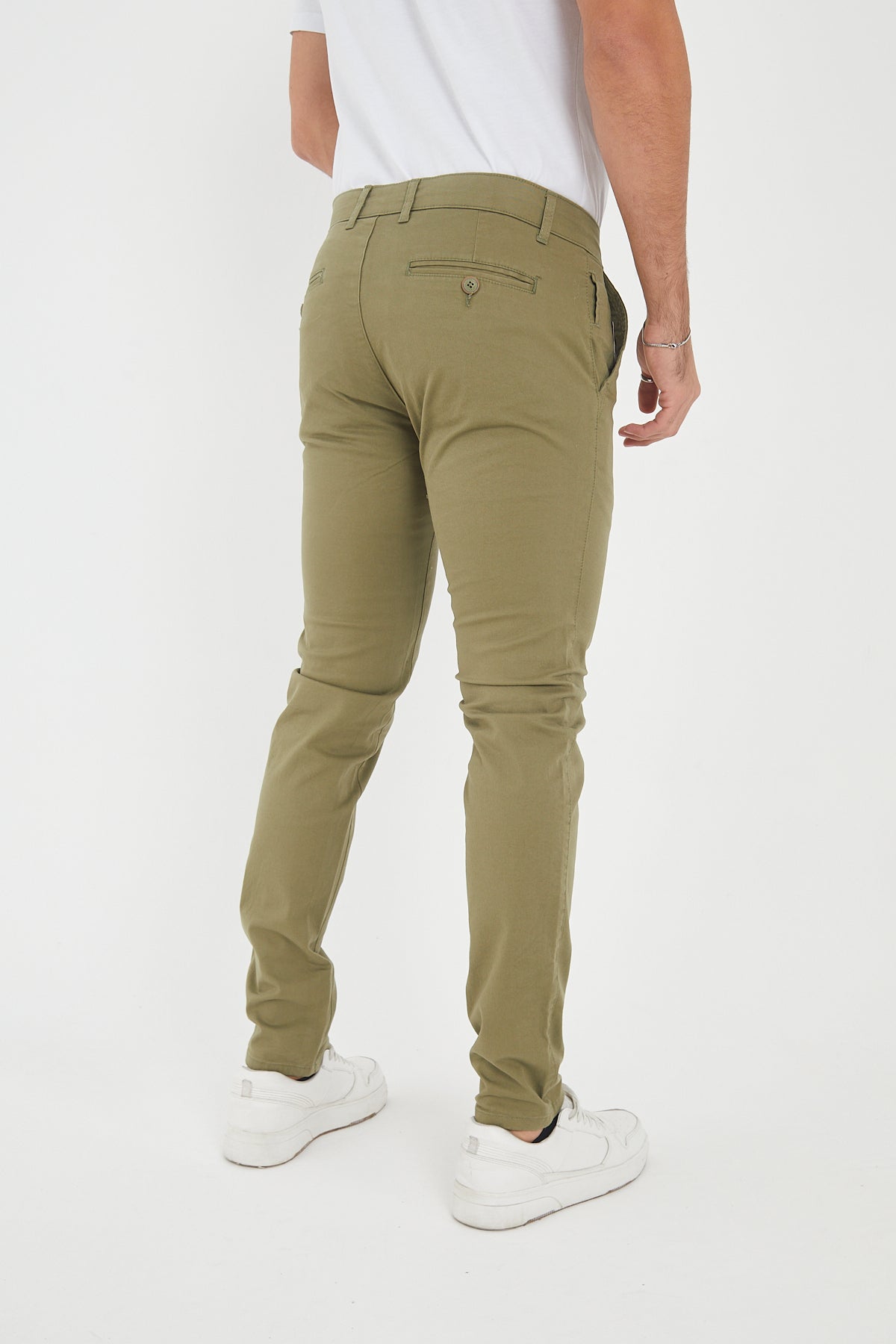 Erkek Kışlık Slim Fit Likralı Chino Pantolon - Haki