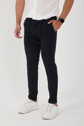 Erkek Jogger Slim Fit Bel Yarım Lastikli Duble Paça Kumaş Pantolon - Lacivert