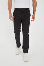 Erkek Kışlık Regular Fit Likralı Gabardin Chino Pantolon - Siyah