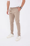 Erkek Mevsimlik Jogger Slim Fit Bel Yarım Lastikli Likralı Keten Pantolon - Bej