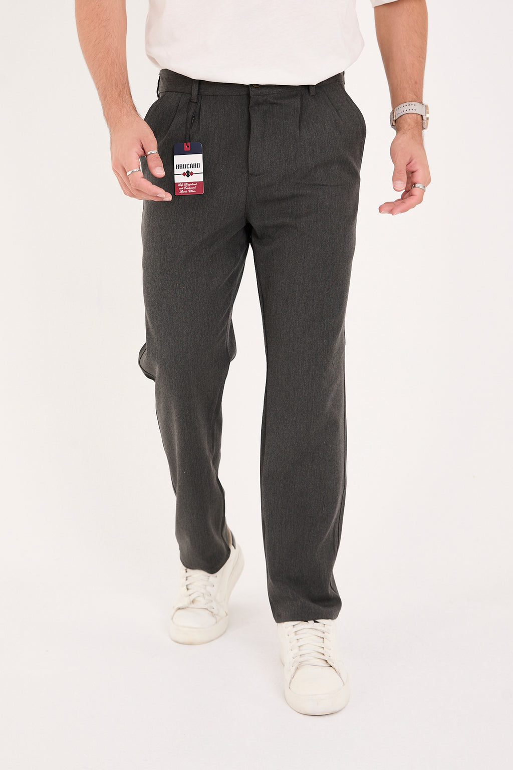 Erkek Kışlık Baggy Likralı Kumaş Pantolon - Antrasit