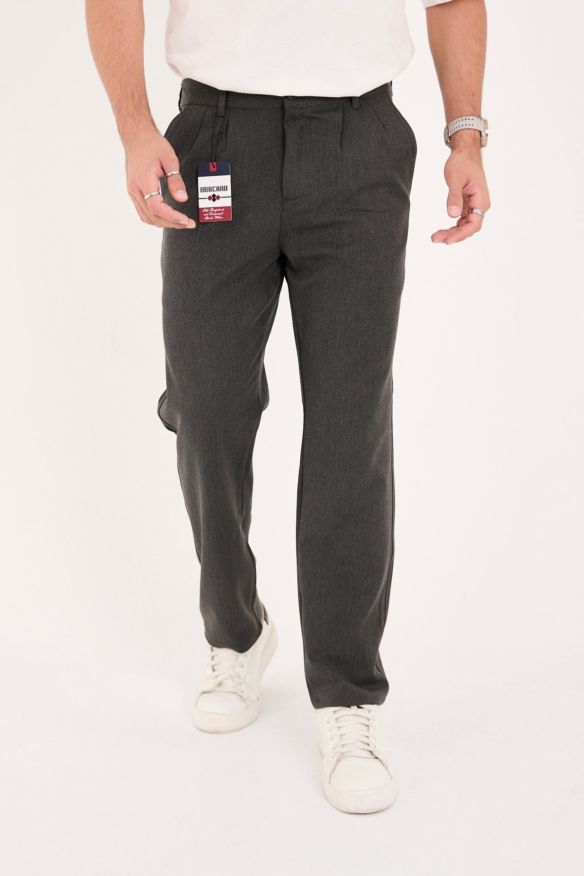 Erkek Kışlık Baggy Likralı Kumaş Pantolon - Antrasit