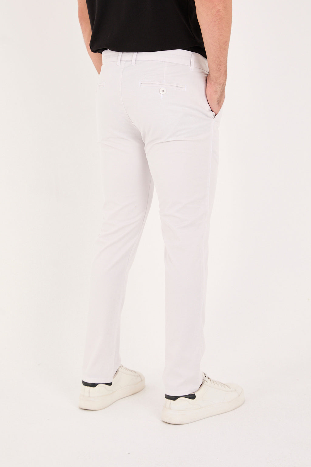 Erkek Slim Fit Dar Kesim Likralı Pamuklu Chino Kanvas Pantolon - Taş