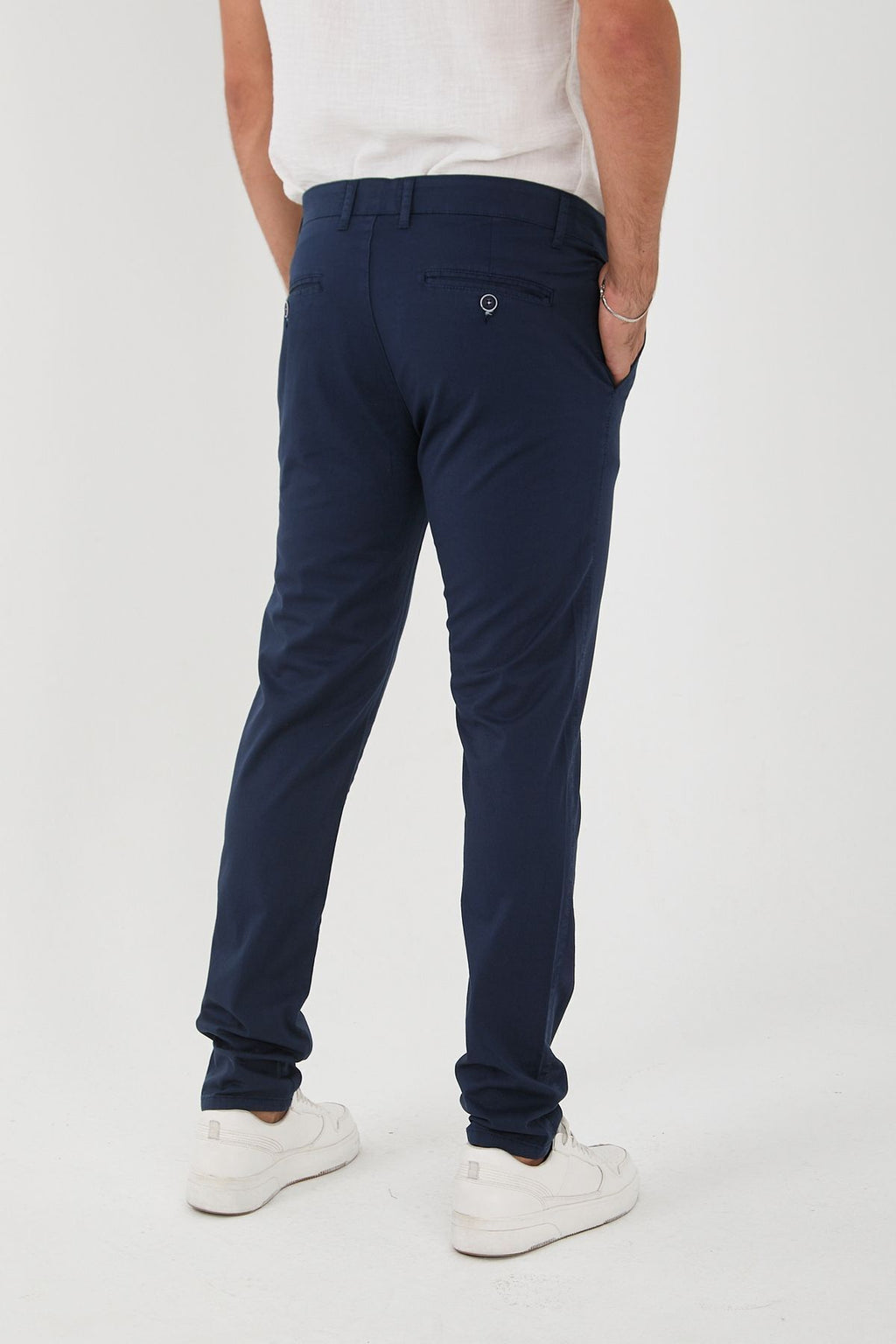 Erkek Likralı Slim Fit Chino Pantolon - Lacivert