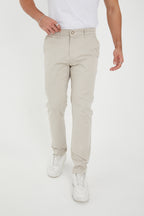 Erkek Kışlık Regular Fit Likralı Gabardin Chino Pantolon - Taş