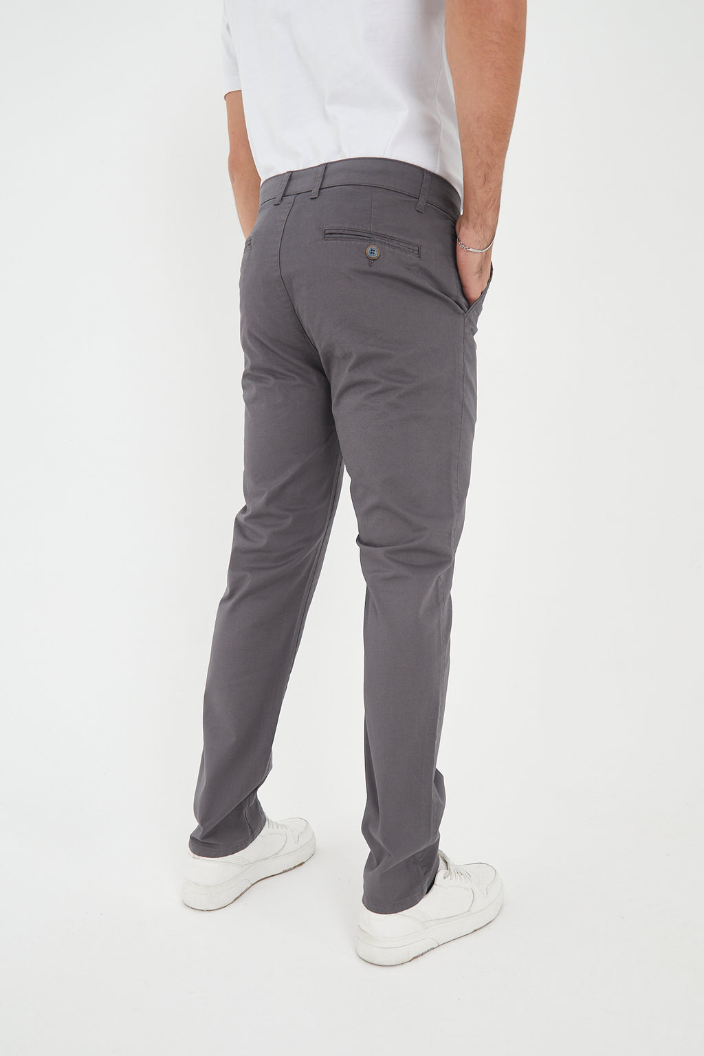 Erkek Kışlık Regular Fit Likralı Gabardin Chino Pantolon - Gri