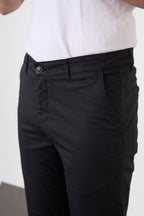 Erkek Regular Fit Geniş Kesim Likralı Pamuklu Chino Kanvas Pantolon - Lacivert