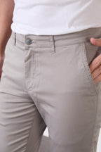 Erkek Regular Fit Geniş Kesim Likralı Pamuklu Chino Kanvas Pantolon - Gri