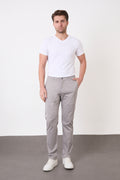 Erkek Regular Fit Geniş Kesim Likralı Pamuklu Chino Kanvas Pantolon - Gri