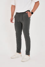 Erkek Gofre Kumaş Likralı Jogger Slim Fit Pantolon - Antrasit