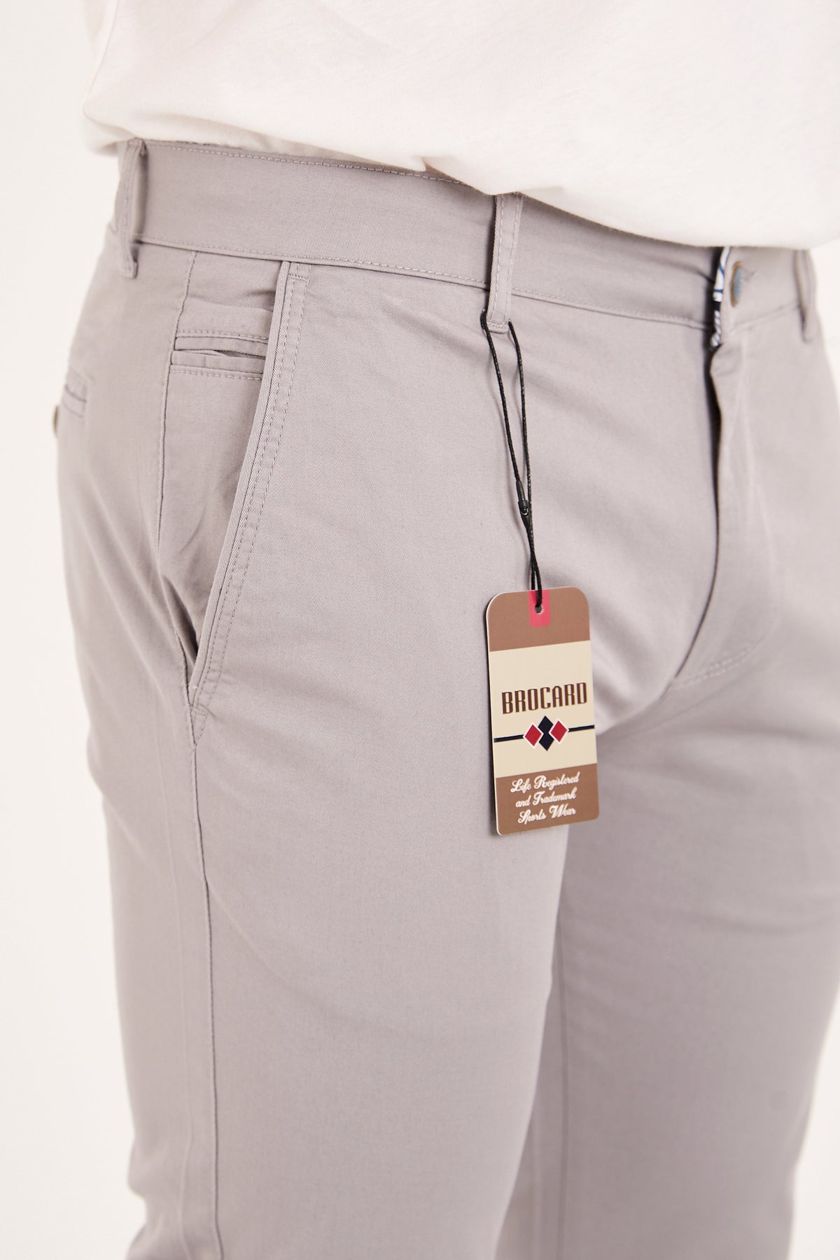 Erkek Slim Fit Dar Kesim Likralı Pamuklu Chino Kanvas Pantolon - Gri