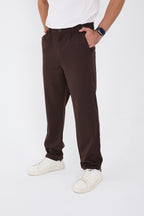 Erkek Kışlık Baggy Likralı Kumaş Pantolon - Kahverengi
