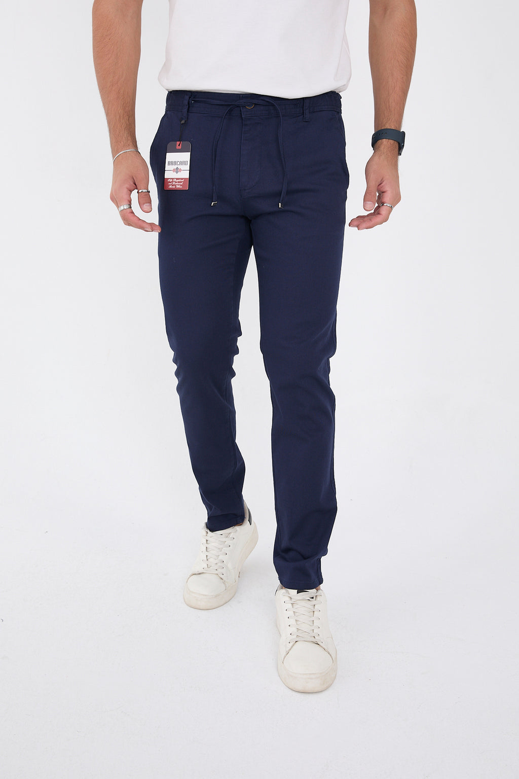 Erkek Mevsimlik Jogger Slim Fit Bel Yarım Lastikli Likralı Keten Pantolon - Lacivert