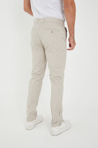 Erkek Kışlık Regular Fit Likralı Gabardin Chino Pantolon - Taş