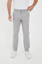 Erkek Kışlık Regular Fit Likralı Gabardin Chino Pantolon - Açık Gri
