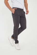 Erkek Kışlık Slim Fit Likralı Chino Pantolon - Antrasit