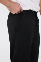 Erkek Kışlık Baggy Likralı Kumaş Pantolon - Siyah
