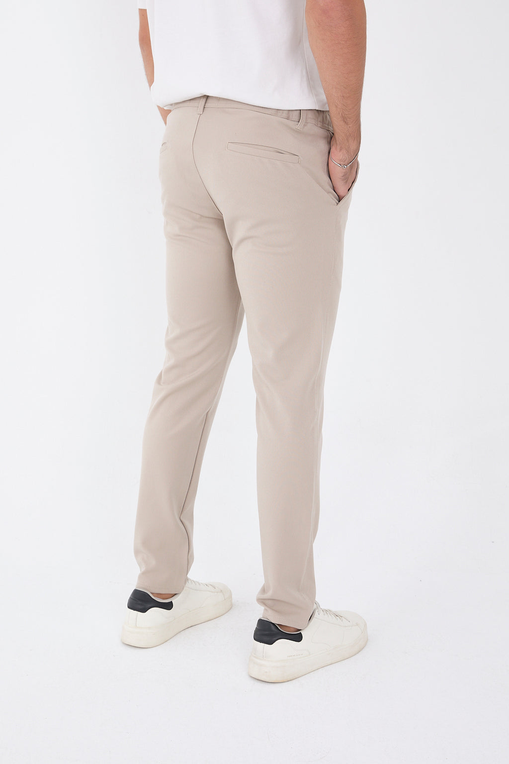 Erkek Kışlık Jogger Slim Fit Bel Yarım Lastikli Kumaş Pantolon - Bej