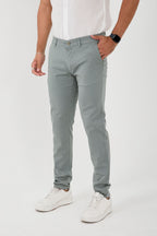 Erkek Likralı Slim Fit Chino Pantolon - Açık Haki