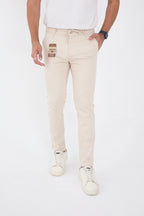 Erkek Mevsimlik Jogger Slim Fit Bel Yarım Lastikli Likralı Keten Pantolon - Taş